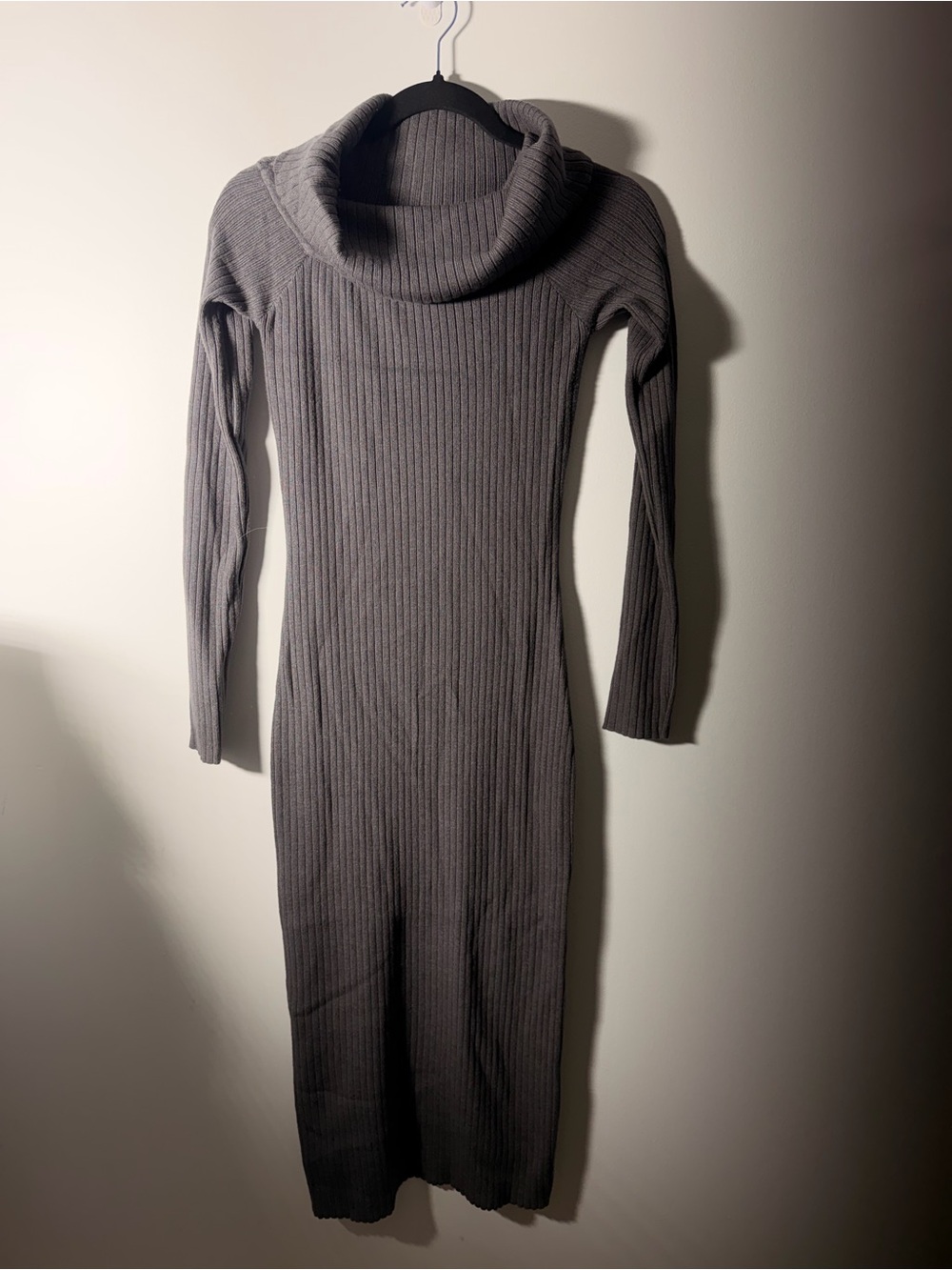 Ardene Women’s Ribbed Cowl Neck Dress - Gray